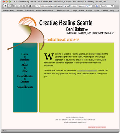 Creative Healing Seattle web page